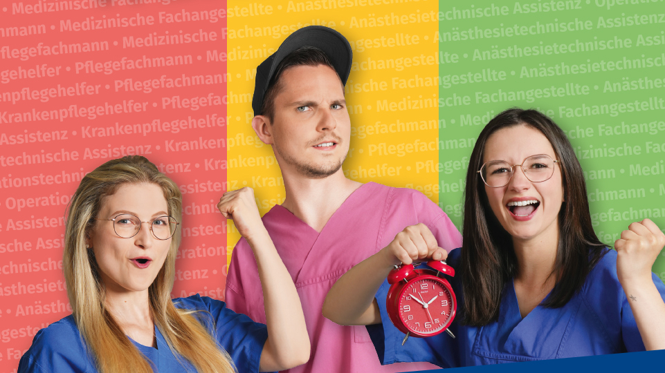 Werbekampagne: 3 junge fröhliche Leute