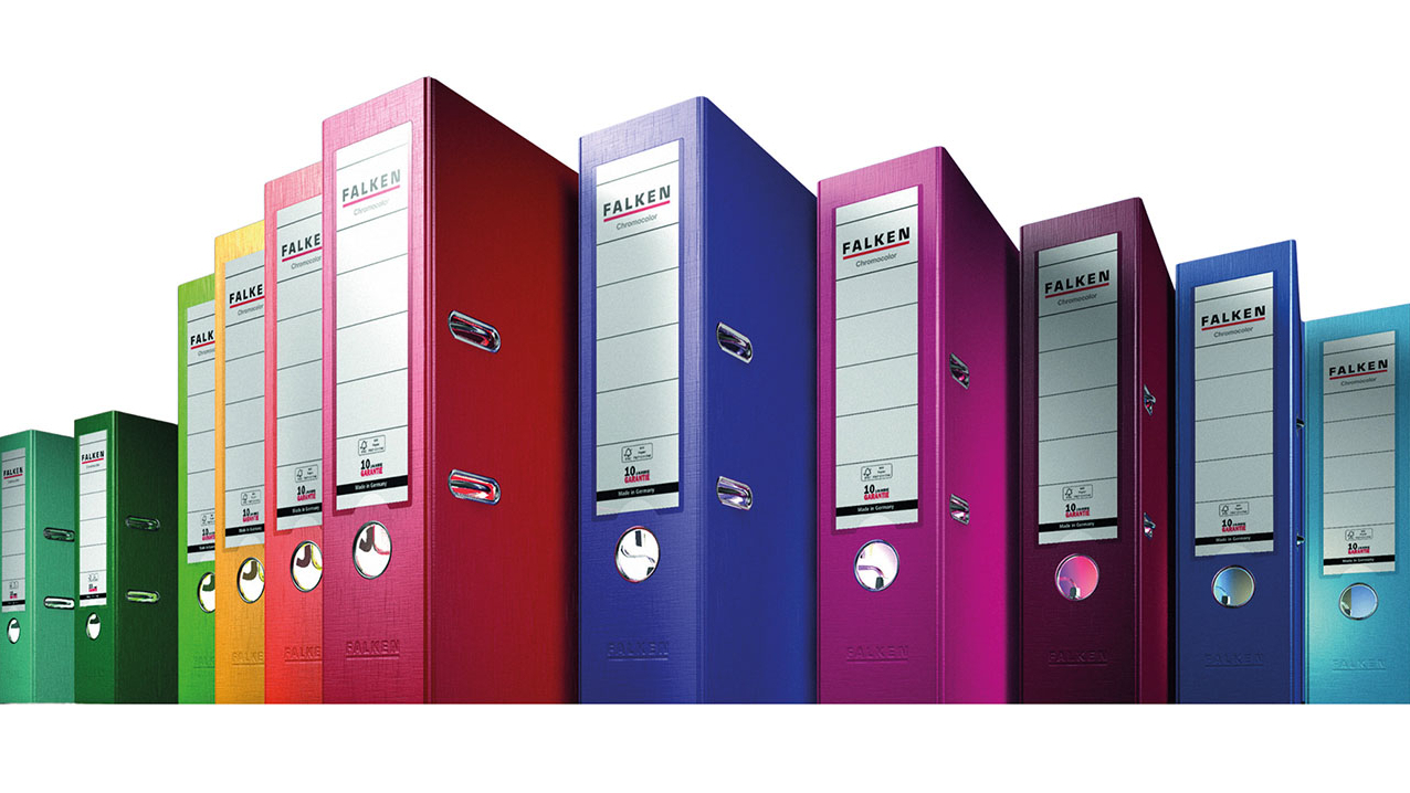 Bunte Falken-Stehordner.