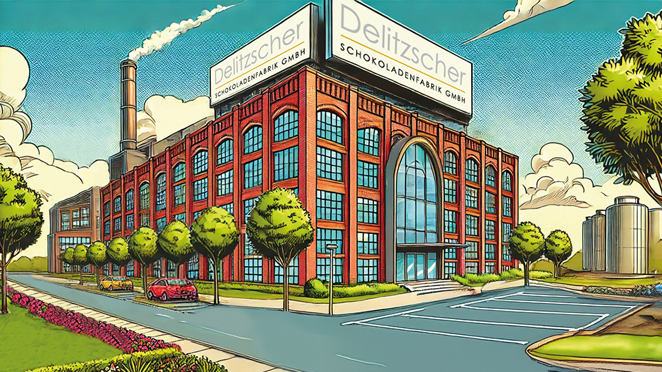 Firmengebäude Delitzscher als Comic