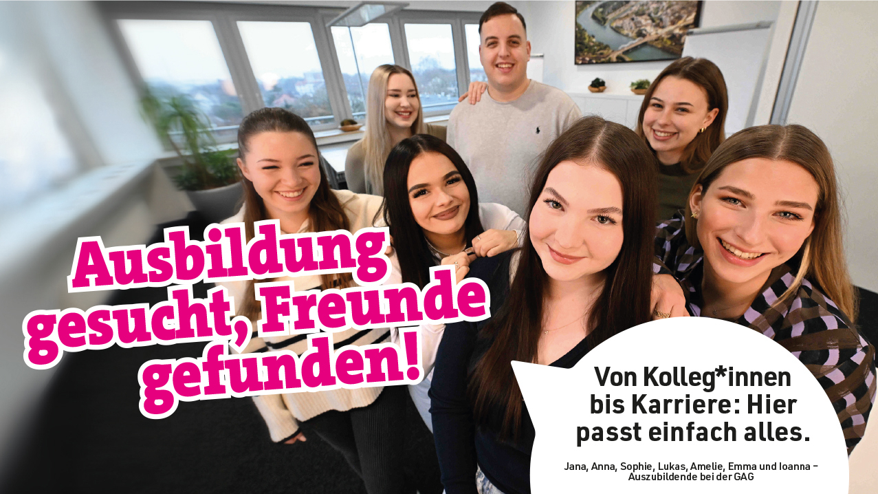 Bildcollga: Jugendliche + Spruch: Ausbildung gesucht, Freunde gefunden!