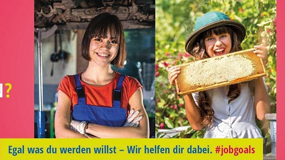 Kampagnenbild "Autopimperin? oder Bienenimkerin? Egal was du werden willst – Wir helfen dir dabei. #jobgoals"