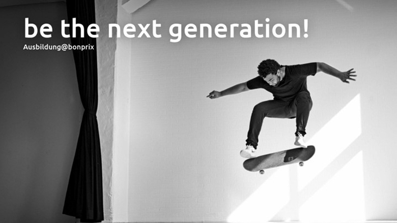 be the next generation! Mann auf Skateboard