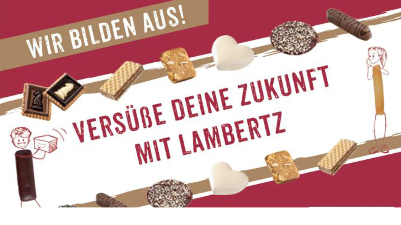 Lambertz-Werbeanzeige mit Logo und verschiedenen Gebäcken