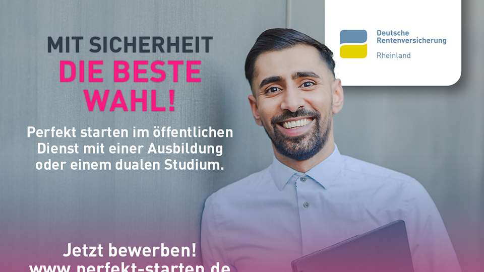 Anzeige mit Logo Deutsche Rentenversicherung Rheinland