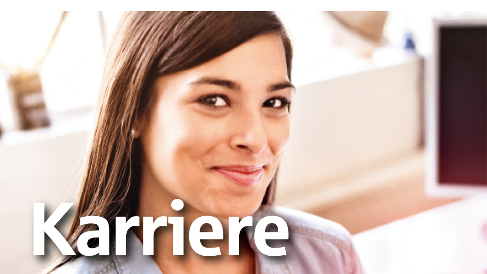 Montage aus Logo und freundlicher Dame