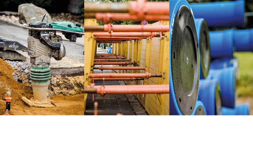 Bildcollage aus dem Straßen- und Tiefbau