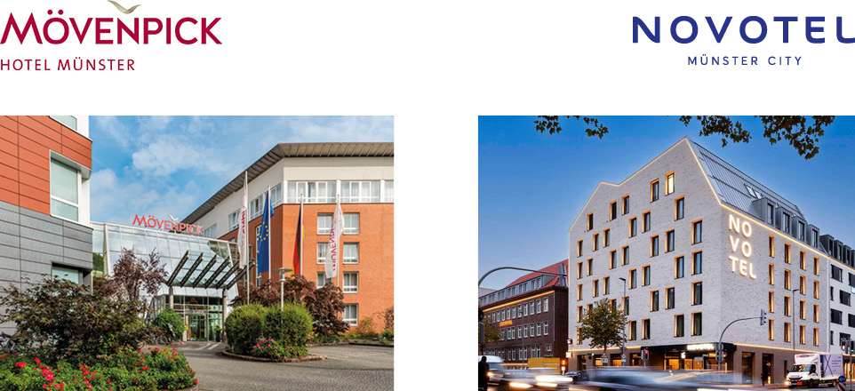 Bildcollage Logos und Hotelansichten