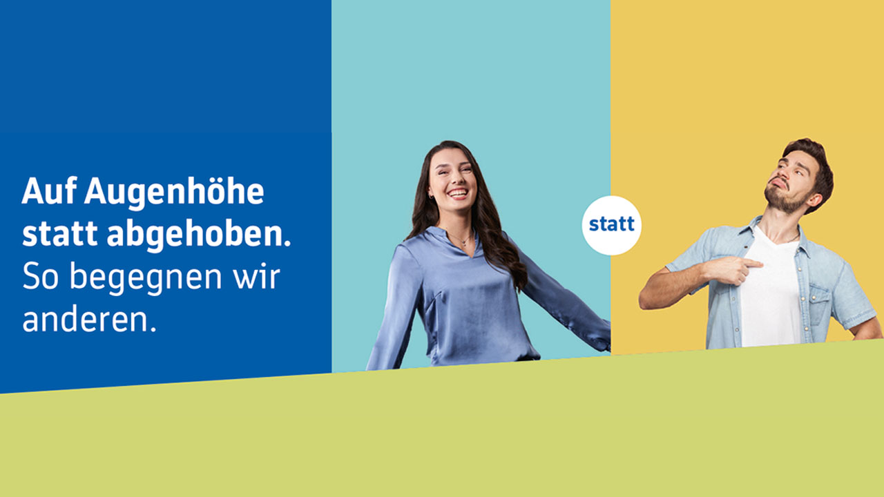 Collage aus zwei Bildern und einem Slogan. 

