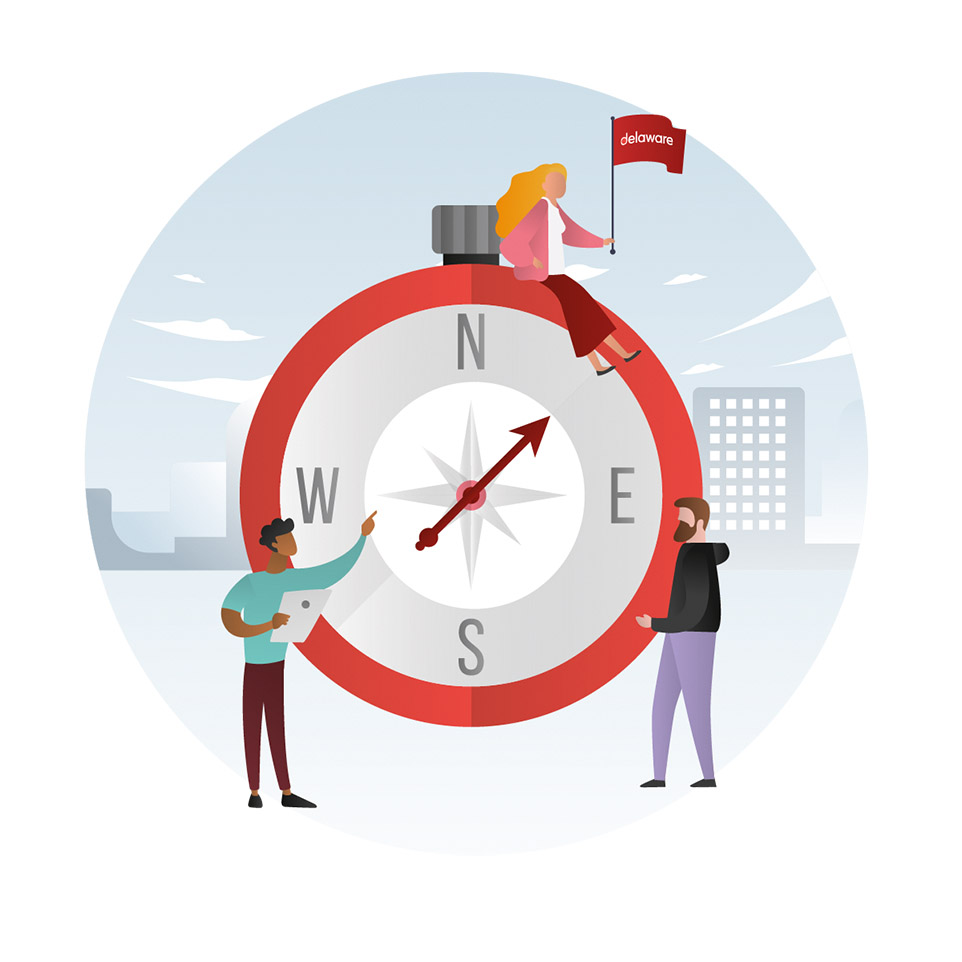 Kompass zeigt nach Nordost.