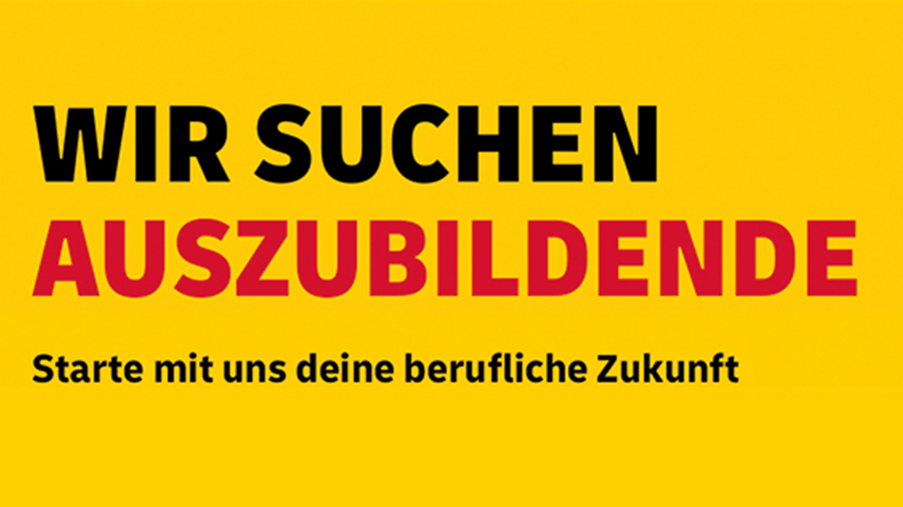 Wir suchen Auszubildende auf gelben Grund