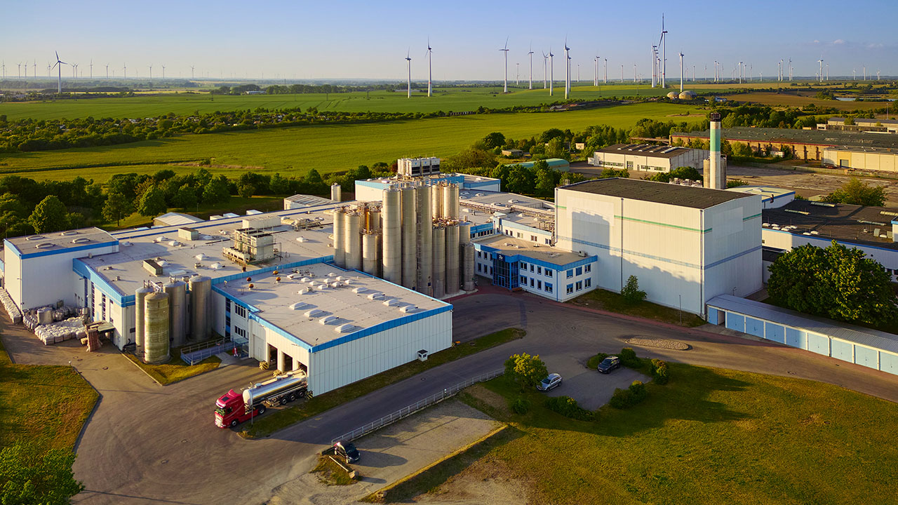 Der EMP Milchhof aus der Vogelperspektive