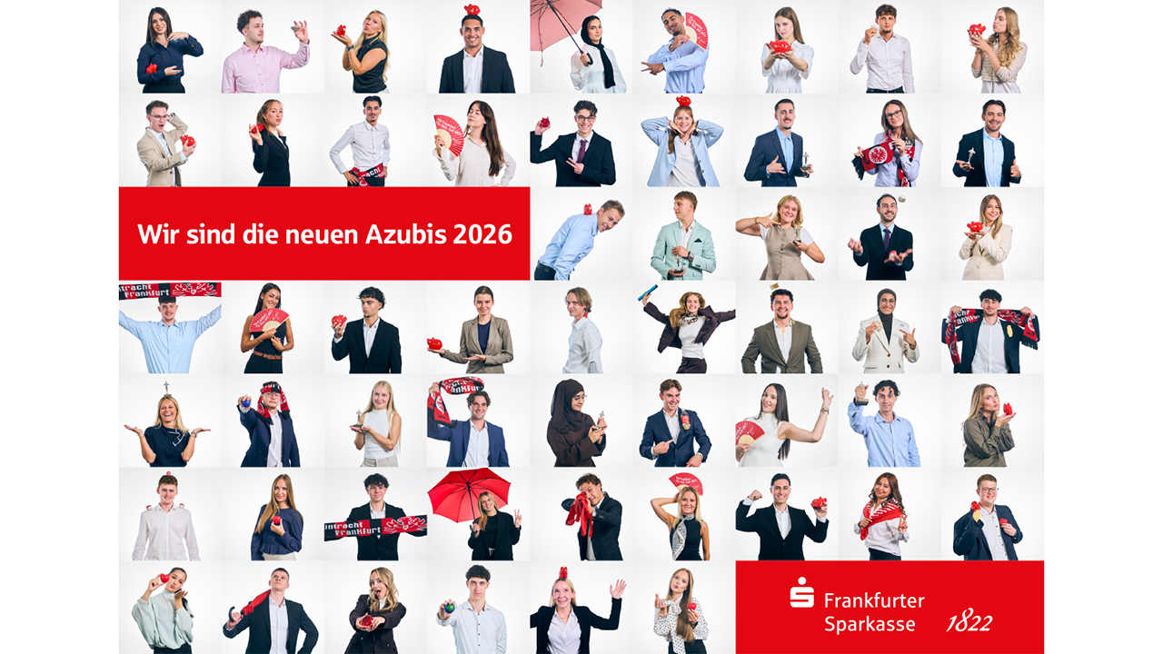 Collage aus vielen einzelnen Bildern von Personen. Dazu der Spruch "Wir sind die neuen Azubis 2026".