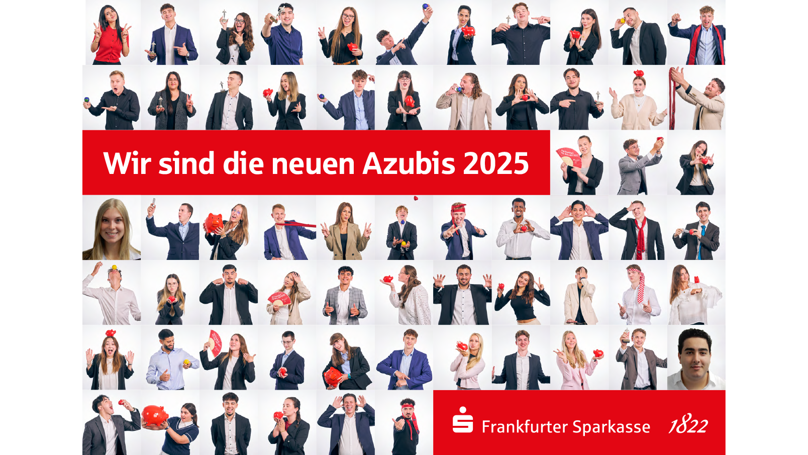Collage aus vielen einzelnen Bildern von Personen. Dazu der Spruch "Wir sind die neuen Azubis 2025".