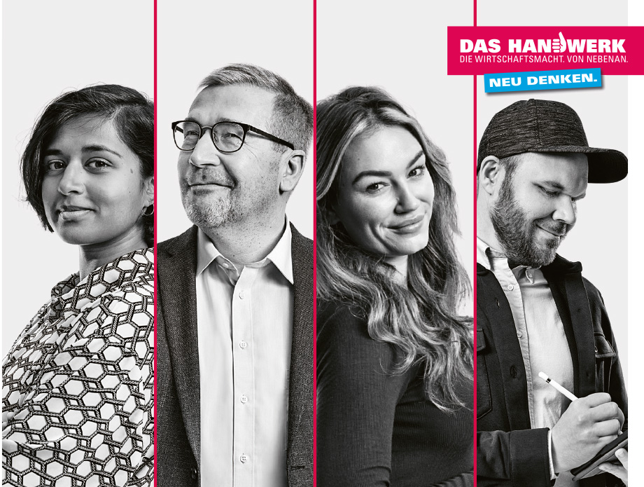 Ausbildungskampagne der Handwerkskammer Schleswig-Holstein mit der Aufschrift: Das Handwerk. Die Wirtschaftsmacht. Von nebenan. Neu denken.