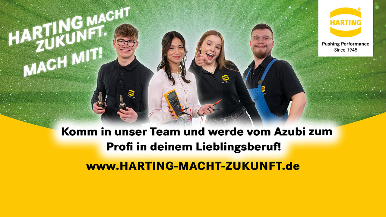 Vier Personenvor einem grün gelbem Hintergrund.