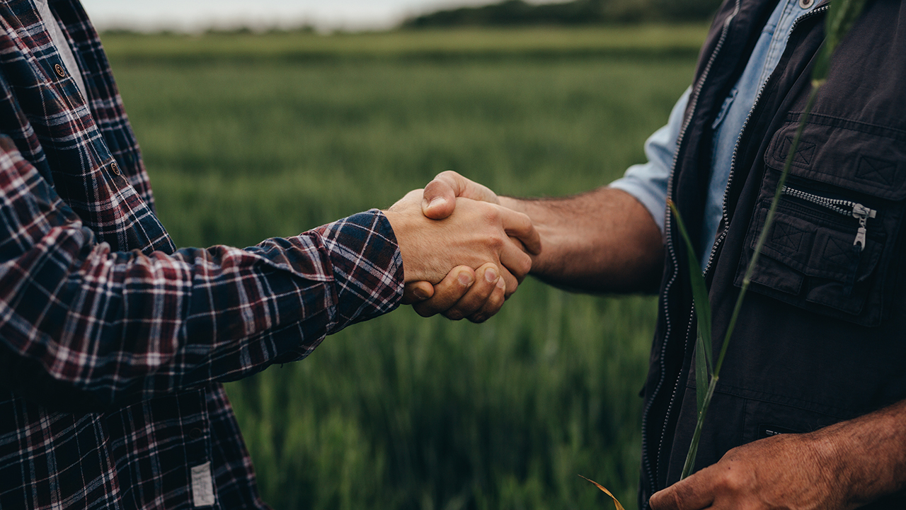 Zwei menschen schütteln die Hände