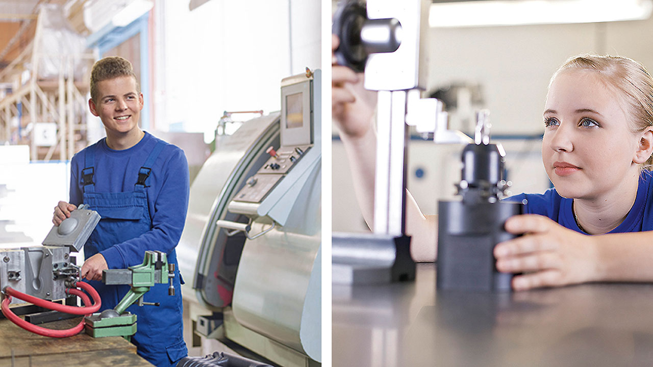 Azubis an Maschinen