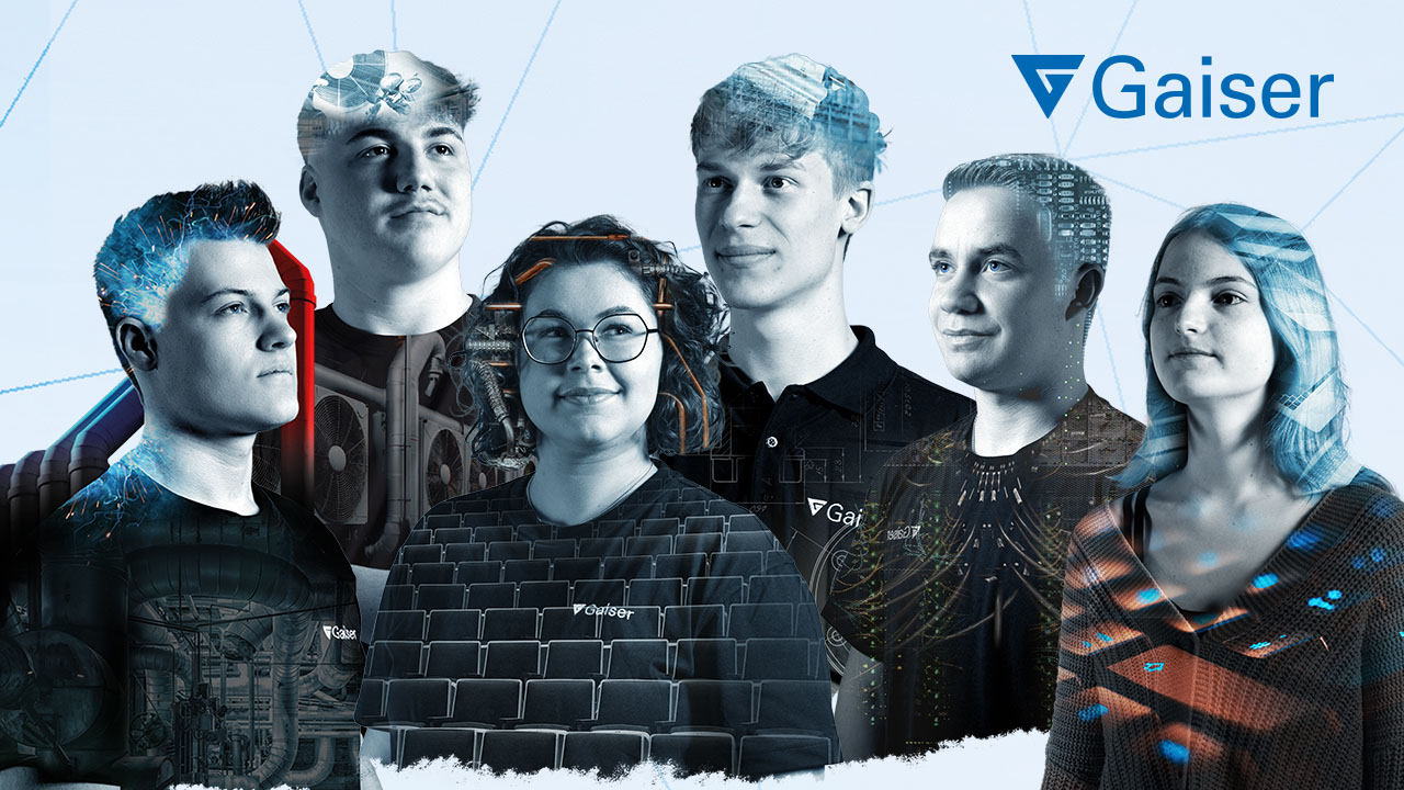 Grafisch bearbeitetes Bild von drei jungen Personen, die zur Seite blicken