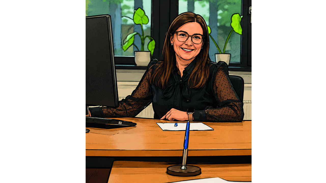 Comic einer Frau die am Schreibtisch sitzt