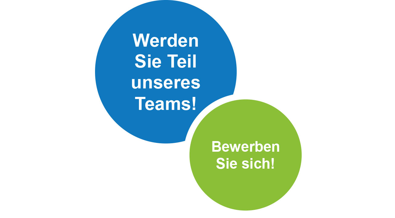 Blauer und grüner Kreis mit Schrift