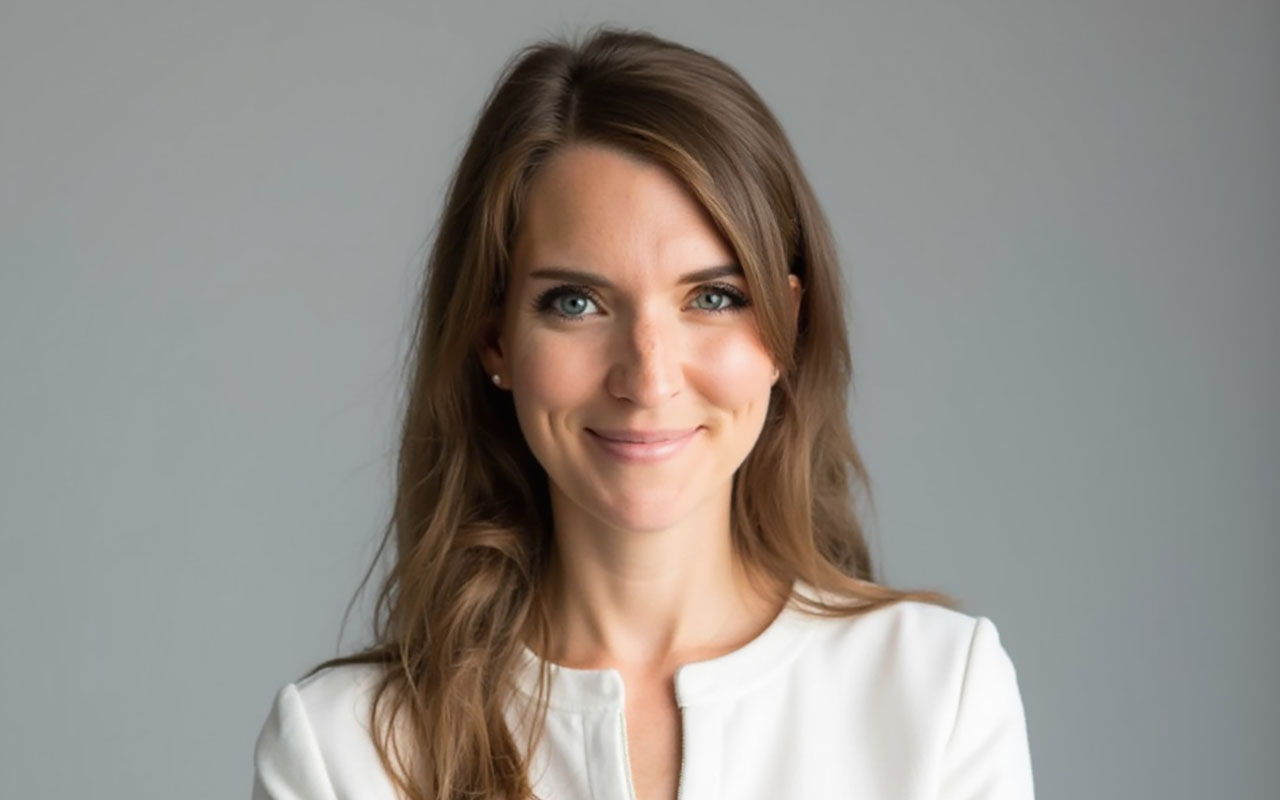 Eine Person in weißem Oberteil lächelt in die Kamera.