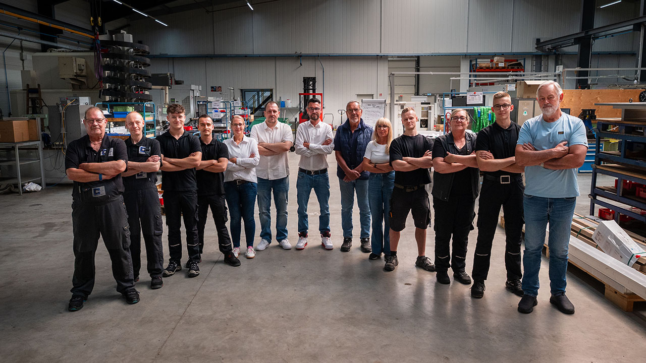 Gruppenfoto in der Produktion