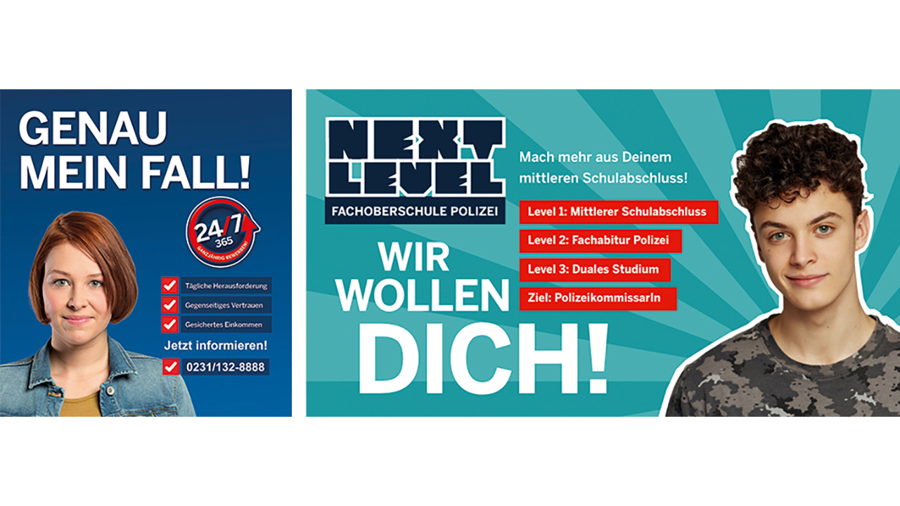 Werbekampagnen für Ausbildung und Studium beim Polizeipräsidium Dortmund 