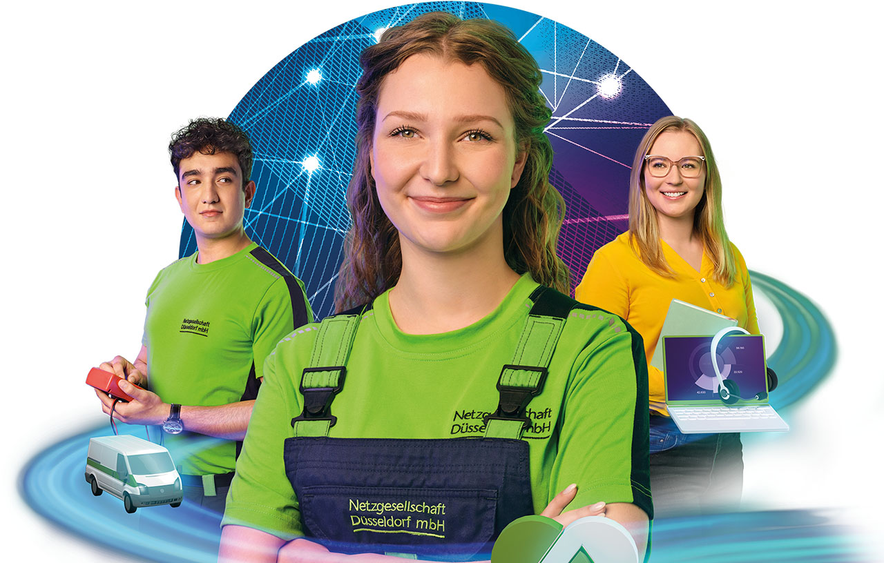 3 Junge Personen in grünen und gelben Shirts