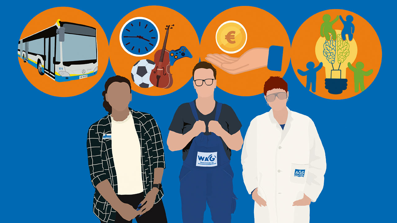 Illustration mit verschiedenen Berufsgruppen