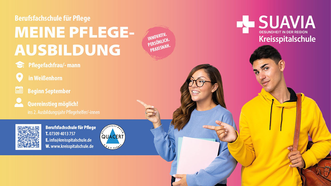Werbeanzeige zu der Pflegeausbildung