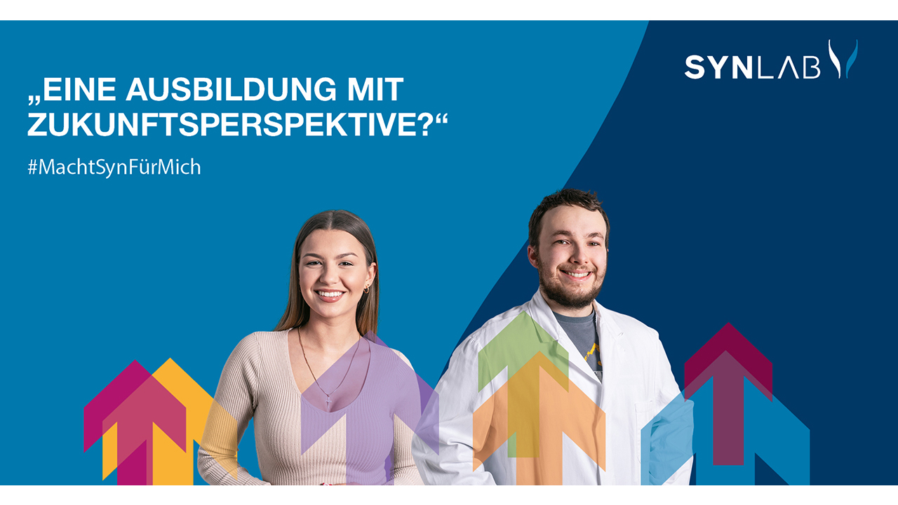 Werbekampagne,zwei Menschen mit bunten Pfeilen nach oben. "Eine Ausbildung mit Zukunftsperspektive?"