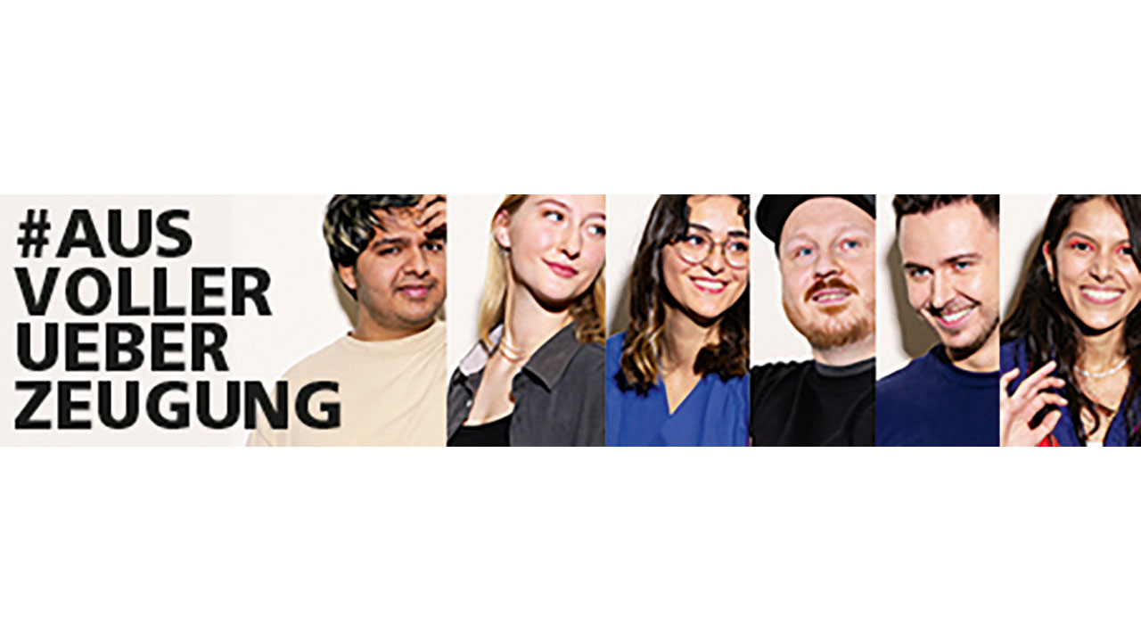 Bildcollage von sechs jungen Menschen, Bildaufschrift: #ausvollerüberzeugung