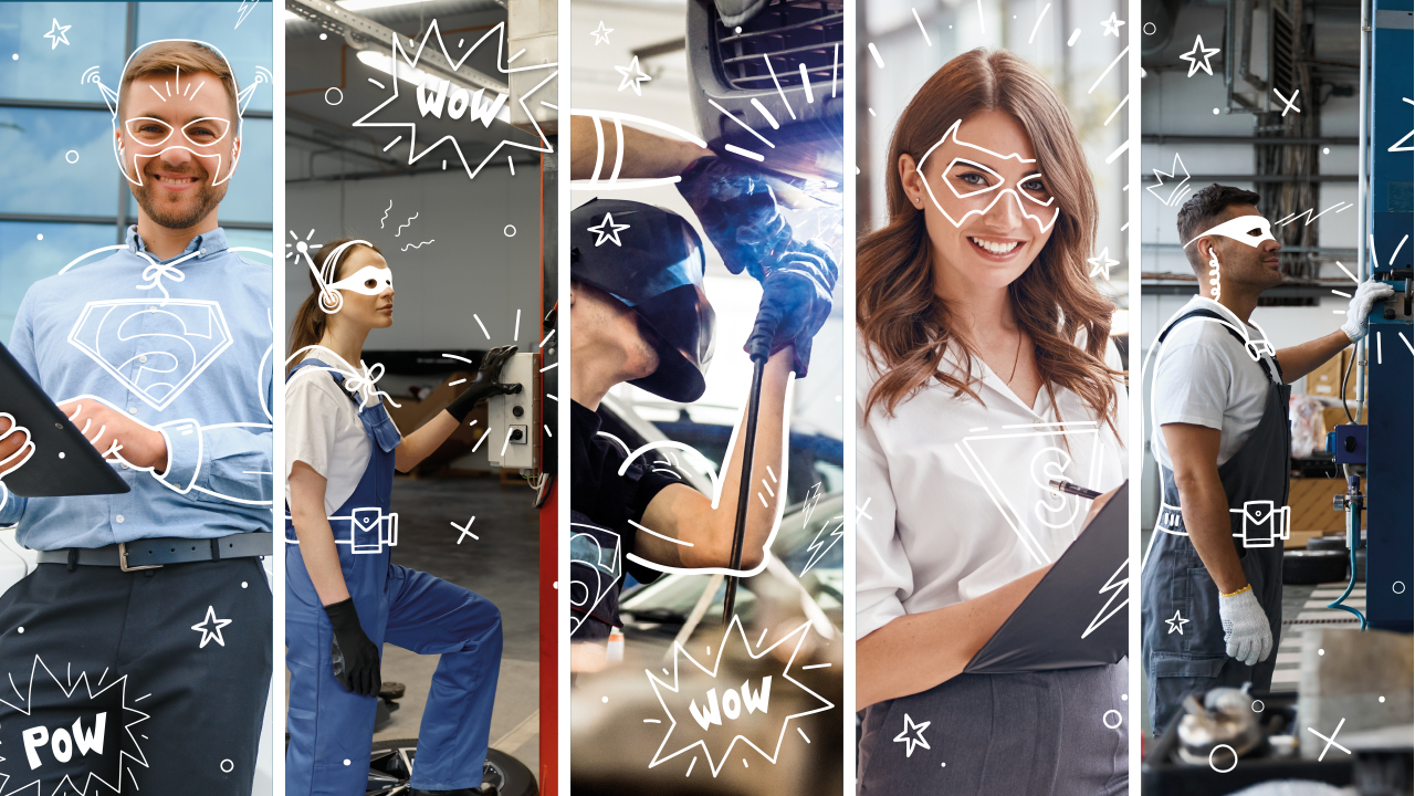 Montage mit 5 verschiedenen Arbeitssituationen