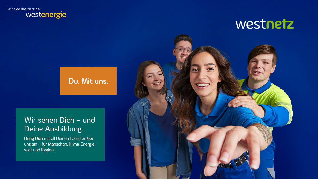 Kampagnenbild mit jungen Menschen "Du. Mit uns. Wir sehen Dich und Deine Ausbildung."