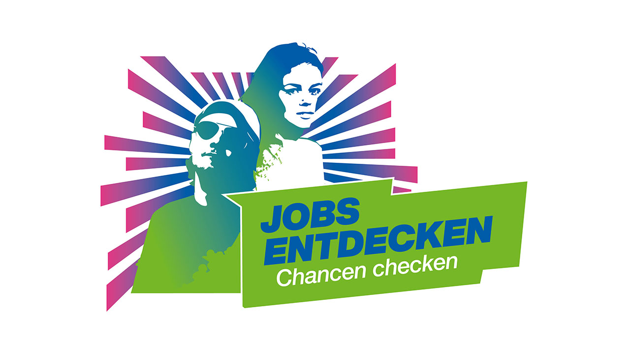 Grafik mit der Aufschrift "Jobs entdecken. Chancen checken"