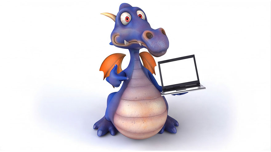 Computergeneriertes Bild von einem Drachen mit Laptop/©magnific/Julos
