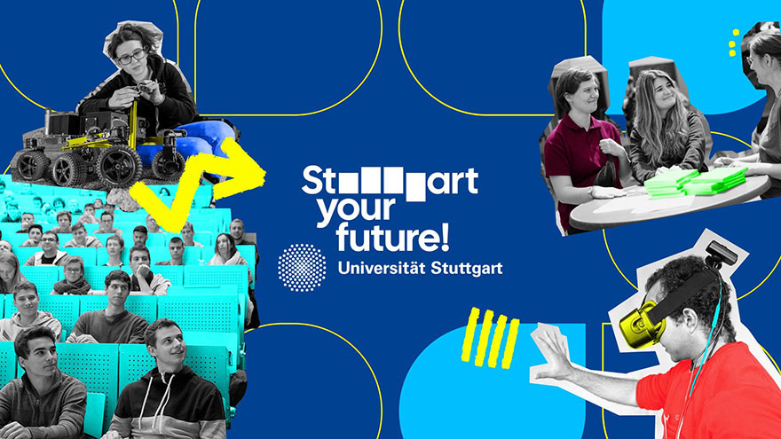 Collage mit Themenbildern zu verschiedenen Studiengängen und Studierenden im Hörsaal und in Kleingruppe.