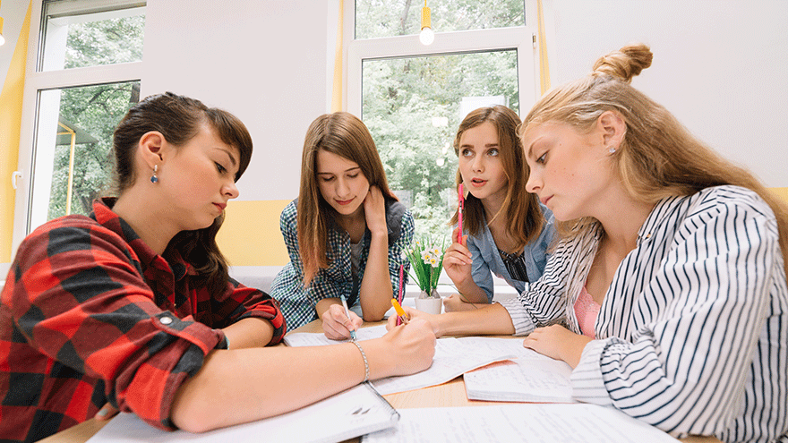 Schülerinnen bei der Gruppenarbeit (Symbolbild). Bild von Freepik.